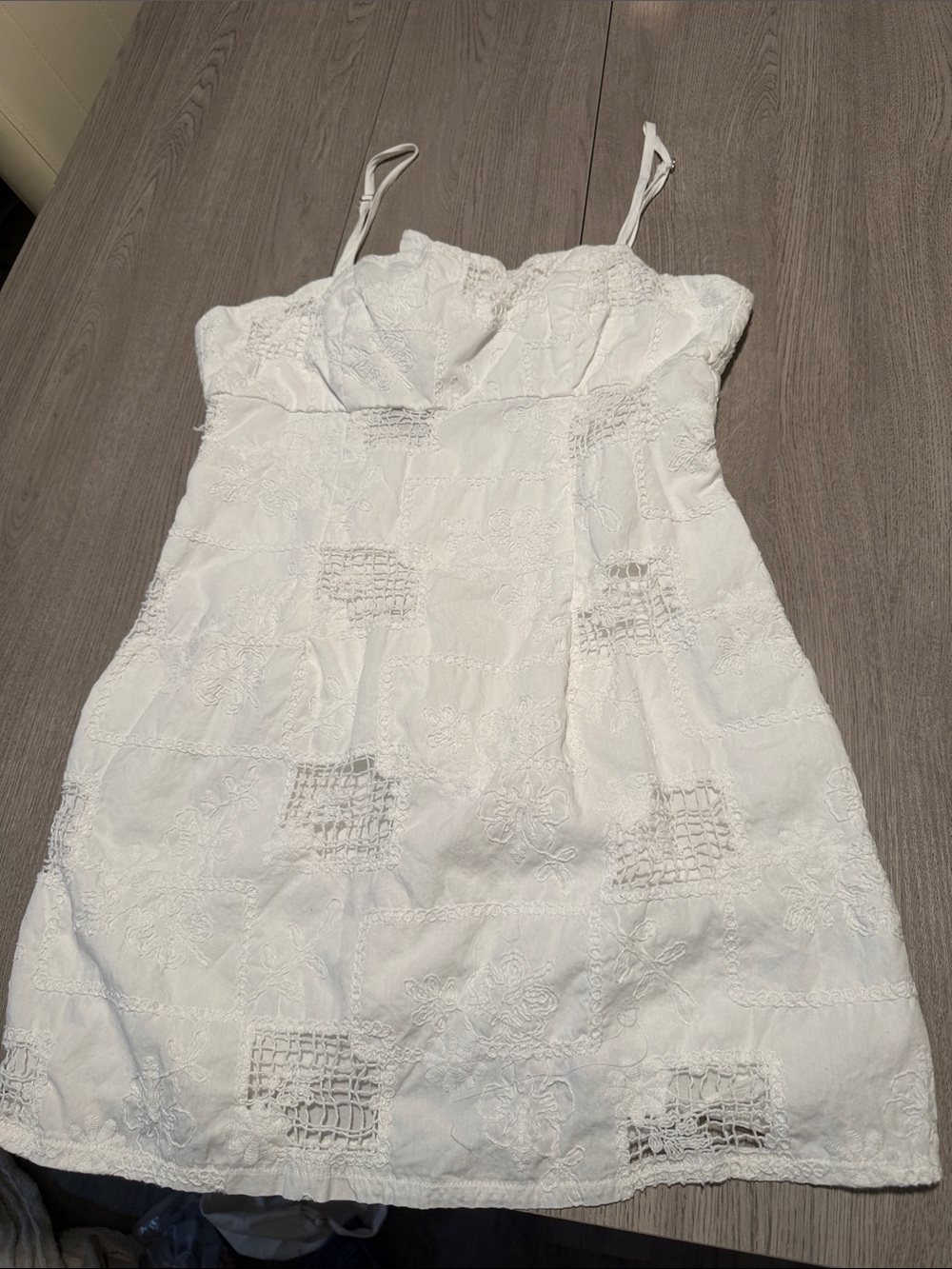 wild fable White Lace-Embroidered Mini Dress